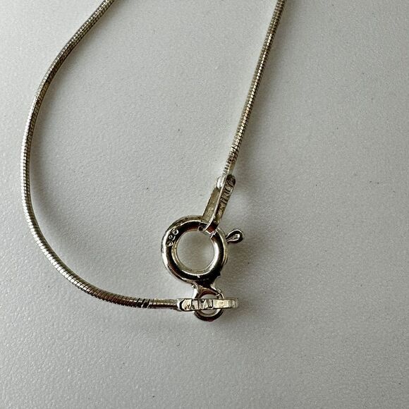 16" Solid Sterling Silver Heart with black/white diamonds necklace! - Picture 7 of 13